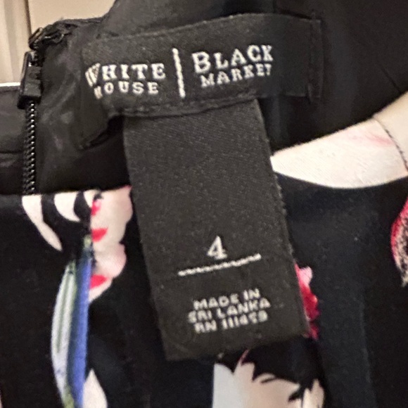 White House Black Market fit flare midi dress Floral Sz 4 Pockets - Picture 4 of 11